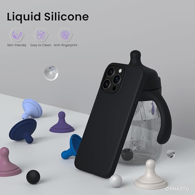 ORNARTO Compatible with iPhone 16 Pro Max Case 6.9",Liquid Silicone 3 Layers Full Covered Soft Gel Rubber Phone Case,Protective Cover with Anti-Scratch Microfiber Lining - Image 4
