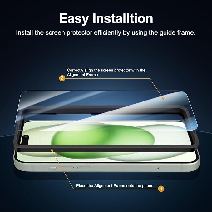NEW'C 3 Pack Privacy Screen Protector for iPhone 16 Plus,15 Plus (6.7 inches), Anti-Spy Tempered Glass Film, Case Friendly Ultra Resistant with easy installation tool included - Image 5