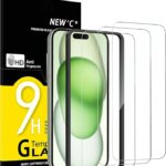 NEW'C 3 Pack Privacy Screen Protector for iPhone 16 Plus,15 Plus (6.7 inches), Anti-Spy Tempered Glass Film, Case Friendly Ultra Resistant with easy installation tool included