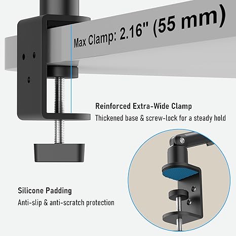 iPad Holder for Desk, Adjustable Tablet Arm iPad Desk Mount with C-Clamp, 30" Foldable Long Arm & 360° Rotation, Fits 4.7"–15.6" i Pad Pro/Air/Mini, Phones & 15.6" Portable Monitor - Image 5