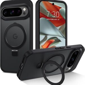 DUEDUE Magnetic Pixel 10 Pro XL Case – Military-Grade Shockproof Slim Case with Stand, MagSafe/PixelSnap Compatible, Translucent Matte Cover (Black)