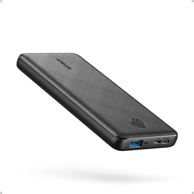 Anker Power Bank(PowerCore 10K),Compact Travel-Ready 10,000mAh Battery Pack with PowerIQ Charging Technology,5V/3A High-Speed Charging for iPhone,iPad,and More (USB-C Input and Out
