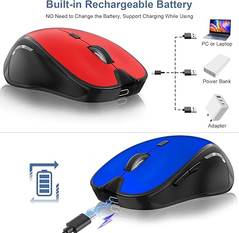 Bluetooth Wireless Mouse Built-in Mouse Jiggler for MacBook Pro MacBook Air Mac Laptop iPad Pro Computer PC, Rechargeable Silent Slim Wireless Mouse Grey - Image 2