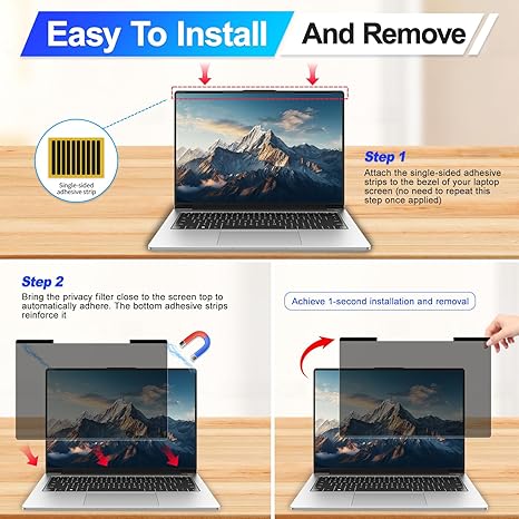 16-Inch Magnetic Laptop Privacy Screen 16:10 WUXGA Removable Anti-Glare Privacy Filter – 1920×1200 - Image 4