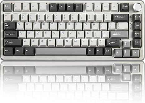 YUNZII B75 PRO Wireless Mechanical Keyboard,75% Gaming Keyboard Gasket Hot Swap Custom Keyboard with Knob, Pre-lubed Switches RGB, Bluetooth/Type-C/2.4G Pink, Cocoa Cream V2 Switch