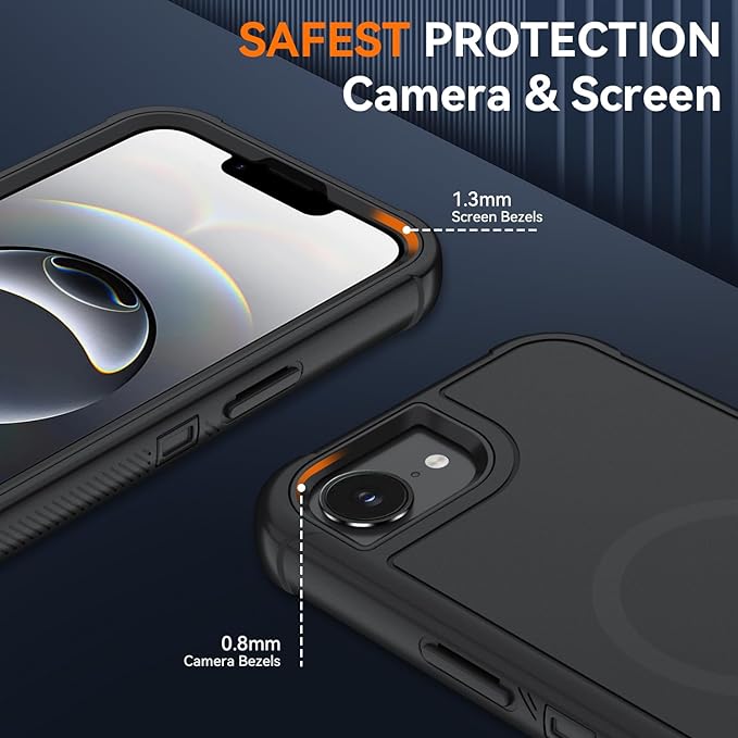 DUEDUE Magnetic Case Compatible with iPhone 16e Phone Case,iPhone 16e Case MagSafe with Ring Holder Stand Slim Translucent Matte Drop Shockproof Protective Cover Cases for iPhone 1 - Image 4