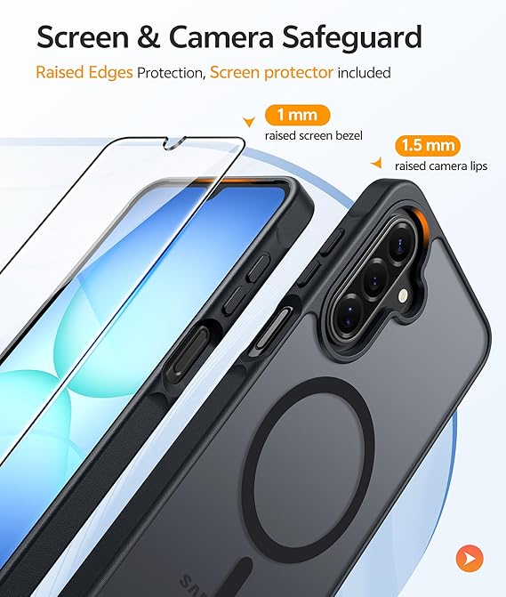 Magnetic for Samsung Galaxy A16/A17 5G/4G Case with Built-in Screen Protector, 360° Shockproof Military Grade Protection, Rugged Bumper Cover for Samsung A16/ A17 5G/ 4G, Black - Image 3