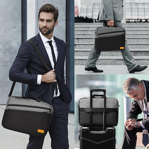 15 15.6 16 inch Laptop Computer PC Shoulder Bag Carrying Case, Water-Repellent Fabric Briefcase, Lightweight Toploader, Business Casual or School - Image 6