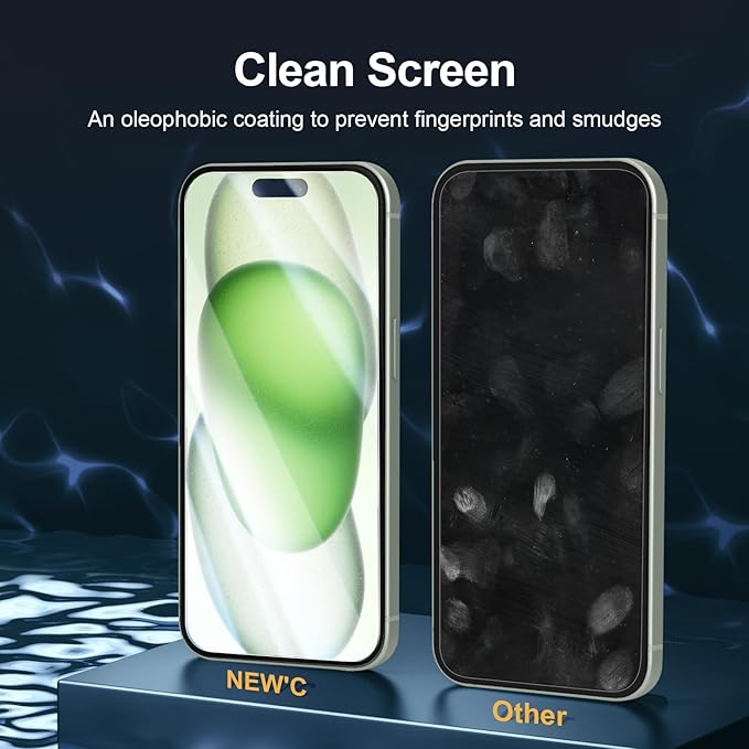 NEW'C 3 Pack Privacy Screen Protector for iPhone 16 Plus,15 Plus (6.7 inches), Anti-Spy Tempered Glass Film, Case Friendly Ultra Resistant with easy installation tool included - Image 2