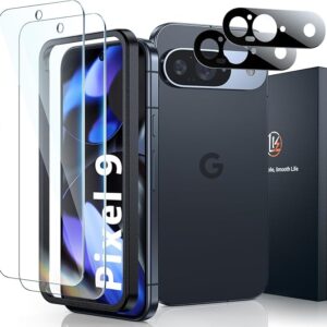 LK [2+2 Pack] Tempered Glass Screen Protector + Camera Lens Protector for Google Pixel 9 Pro (6.34") – 9H Anti-Scratch, Easy Install