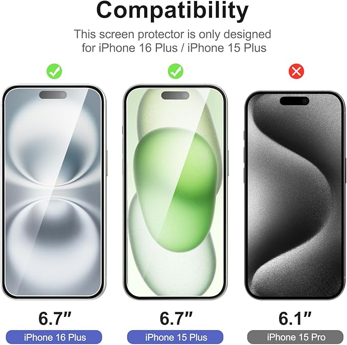 NEW'C 3 Pack Privacy Screen Protector for iPhone 16 Plus,15 Plus (6.7 inches), Anti-Spy Tempered Glass Film, Case Friendly Ultra Resistant with easy installation tool included - Image 4