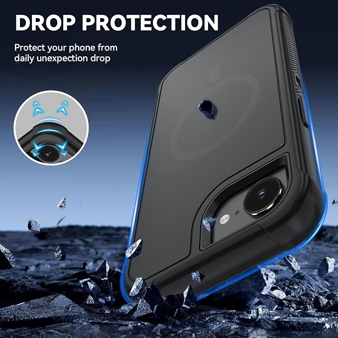 DUEDUE Magnetic Case Compatible with iPhone 16e Phone Case,iPhone 16e Case MagSafe with Ring Holder Stand Slim Translucent Matte Drop Shockproof Protective Cover Cases for iPhone 1 - Image 3