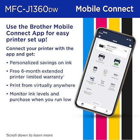 Brother Work Smart 1360 Wireless Colour Inkjet, All-in-One Printer for Home Use, Copy, Scan with Automatic Duplex Printing, 1.8†Color Display and Starter Cartridges (MFCJ1360DW us - Image 2