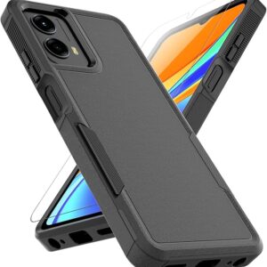 for Motorola Moto G 5G 2024 Case with Screen Protector, Hybrid Heavy Duty Military Protective Shockproof Armor Dual Layer Protection Defender Back Cover Phone Case for Moto G 5G