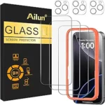 Ailun 3 Pack Screen Protector for iPhone 16 Pro Max [6.9 inch] + 3 Pack Camera Lens Protector with Installation Frame, Sensor Protection, Dynamic Island Tempered Glass Film