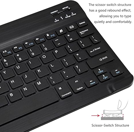 Ultra-Slim Bluetooth Keyboard Portable Mini Wireless Keyboard Rechargeable for Apple iPad iPhone Samsung Tablet Phone Smartphone iPadOS iOS Android (10 inch Black) - Image 6